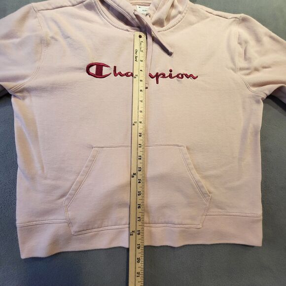 Champion Womens XL Pink Hoodie Embroidered Logo Pullover Sweatshirt - Picture 4 of 6